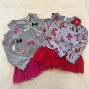 Two cold shoulder tutu shirts. Both are size 6!